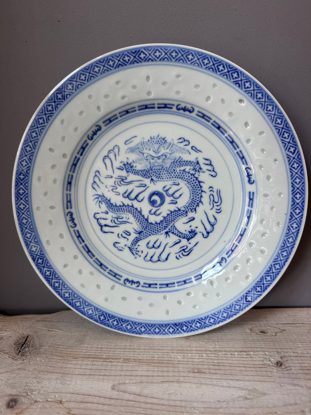 Jingdezhen porseleinen saladebord met drakenrijstkorrel 4 st, Antiek en Kunst, Ophalen of Verzenden