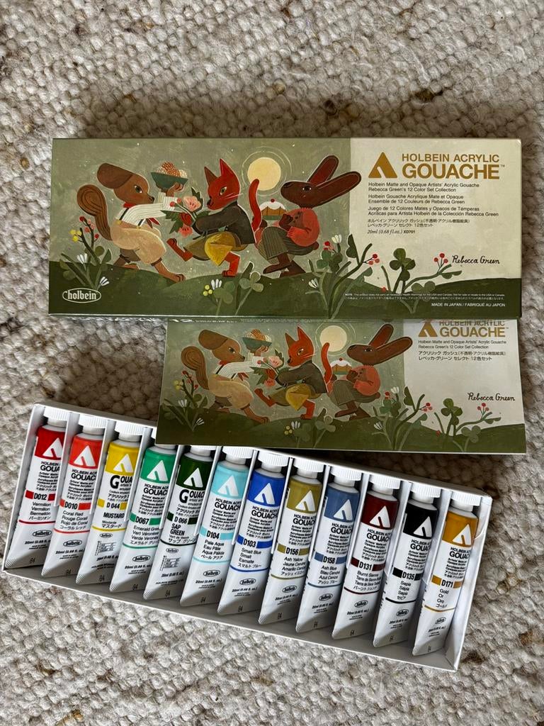 Rebecca Green x Holbein acrylic gouache set - zgan, Hobby en Vrije tijd, Ophalen of Verzenden, Zo goed als nieuw, Acrylverf