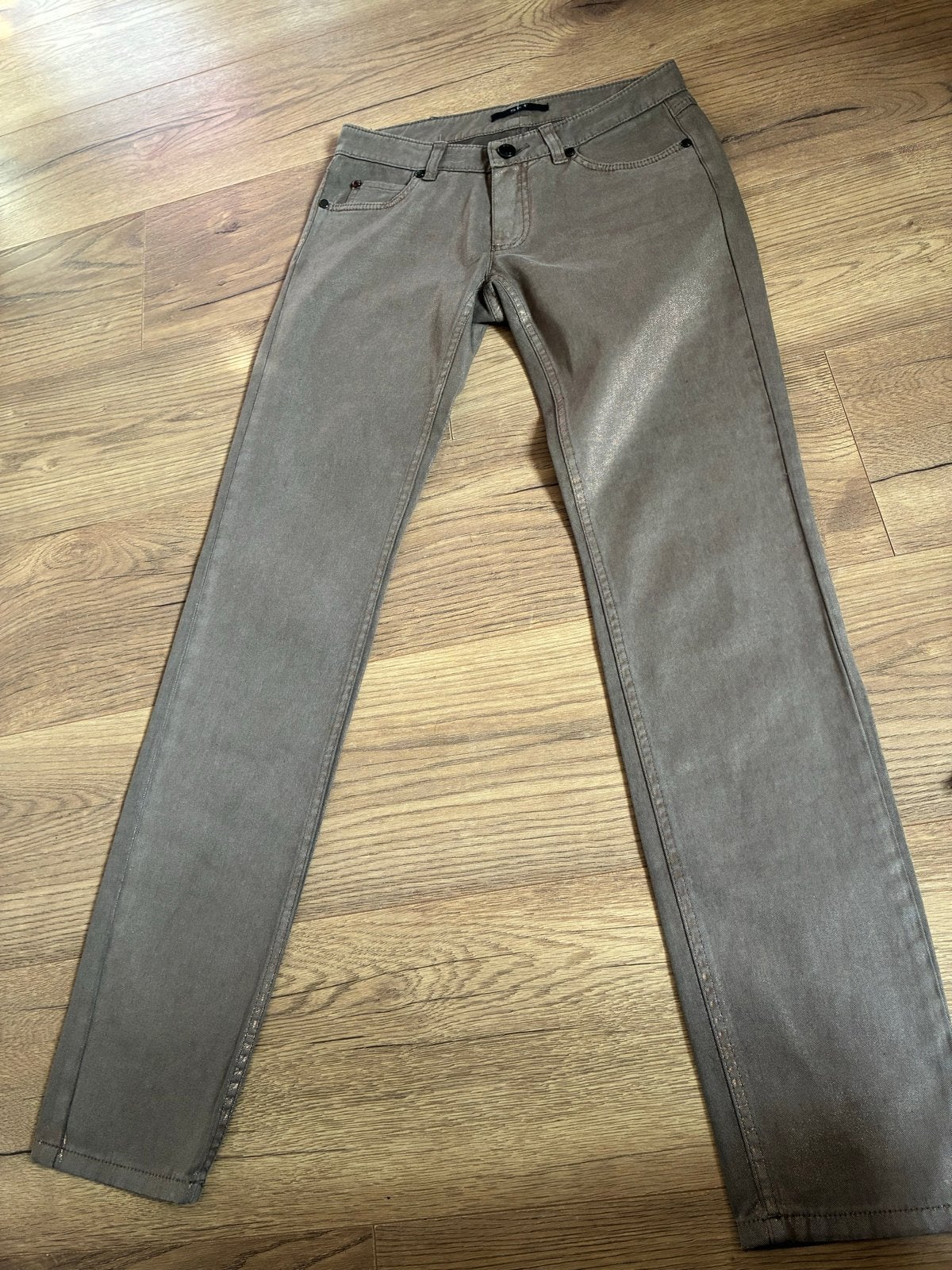 SET NIEUWE Jeans gecoat met gouden glans Maat 36 (S), Kleding | Dames, Broeken en Pantalons, Bruin, Nieuw, Ophalen of Verzenden