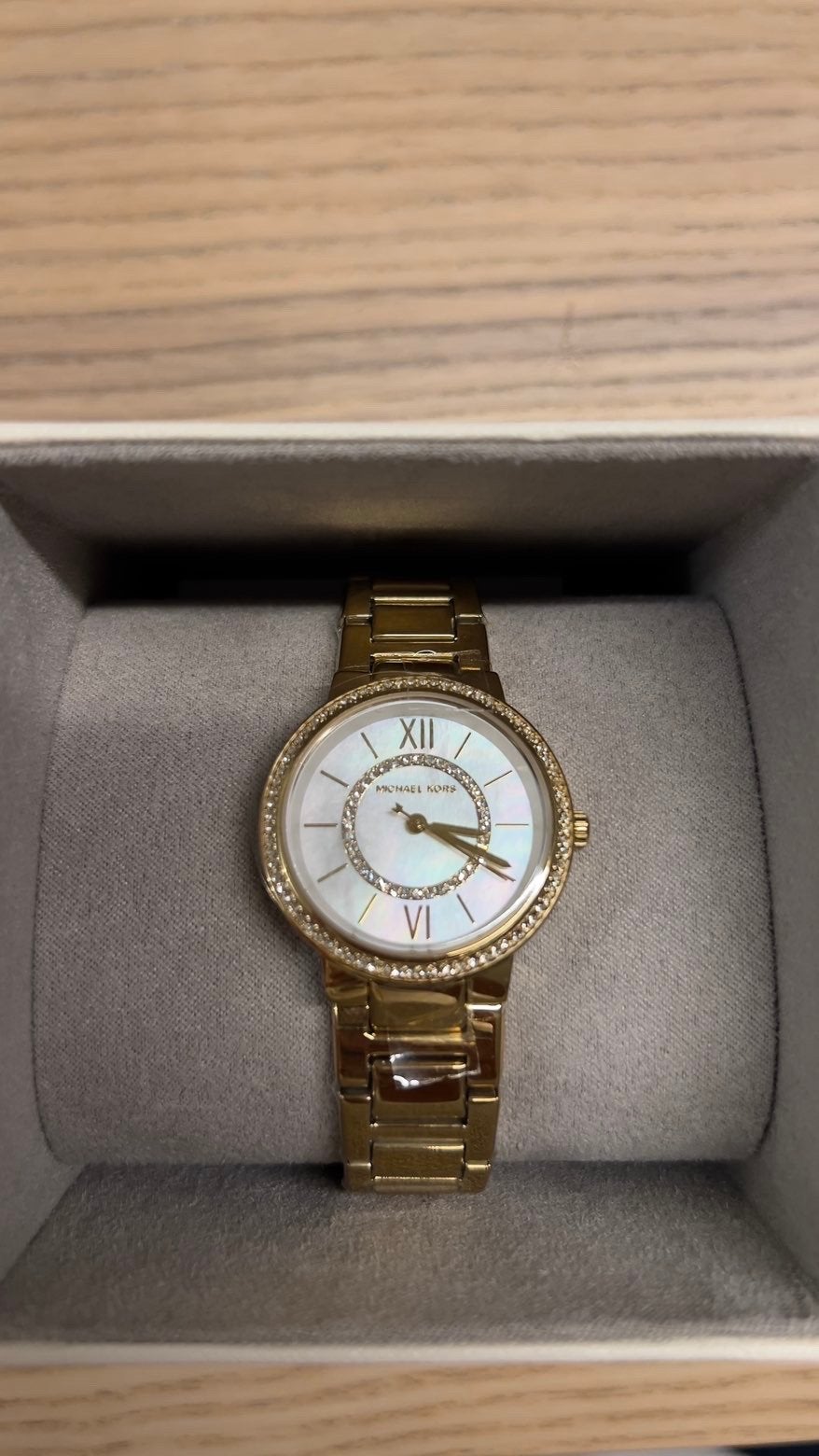 Michael Kors MK3960 Dames Horloge Goudkleurig met Strass, Staal, Polshorloge, Zo goed als nieuw, Met strass