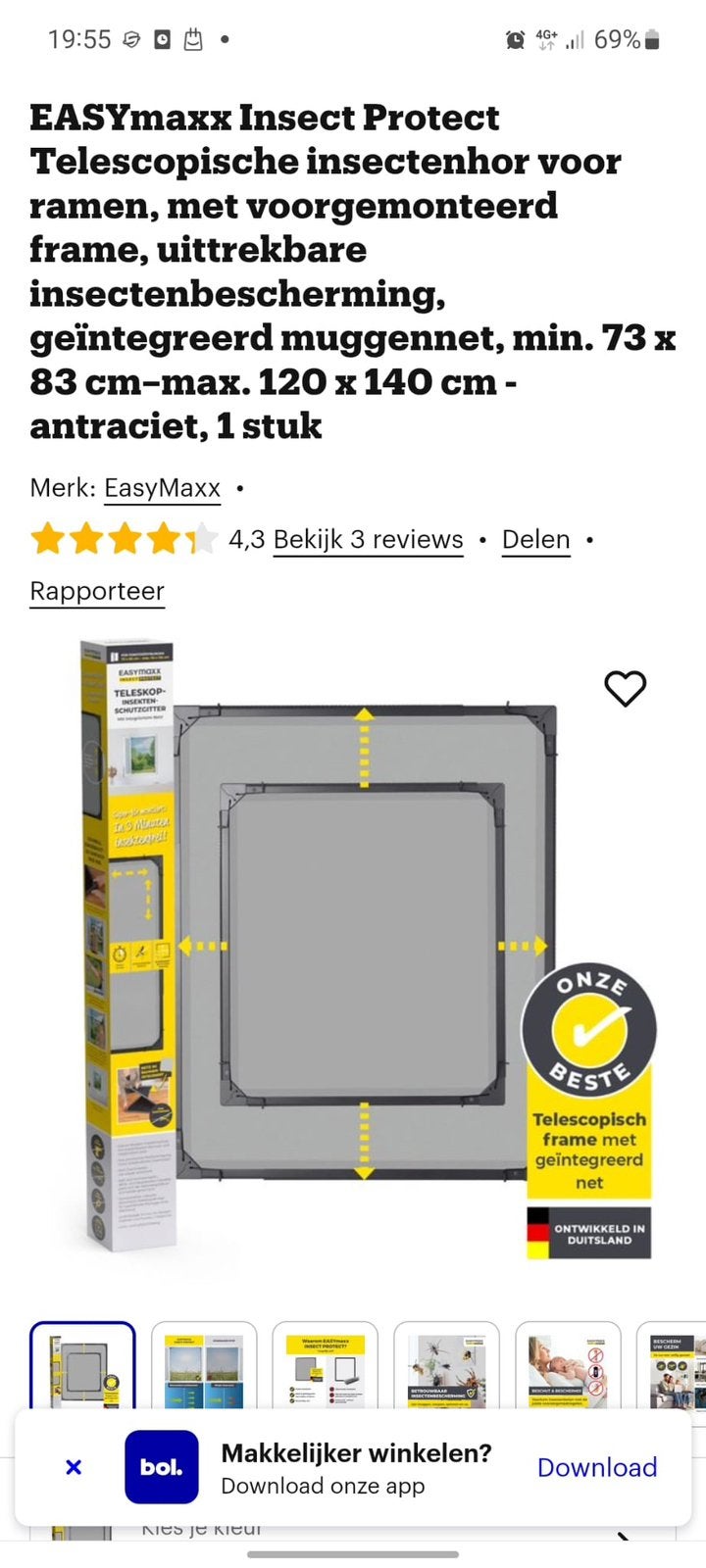 Nieuw! Set 5x EASYmaxx telescopische horren voor ramen, 80 tot 100 cm, Overige typen, Minder dan 200 cm, Nieuw