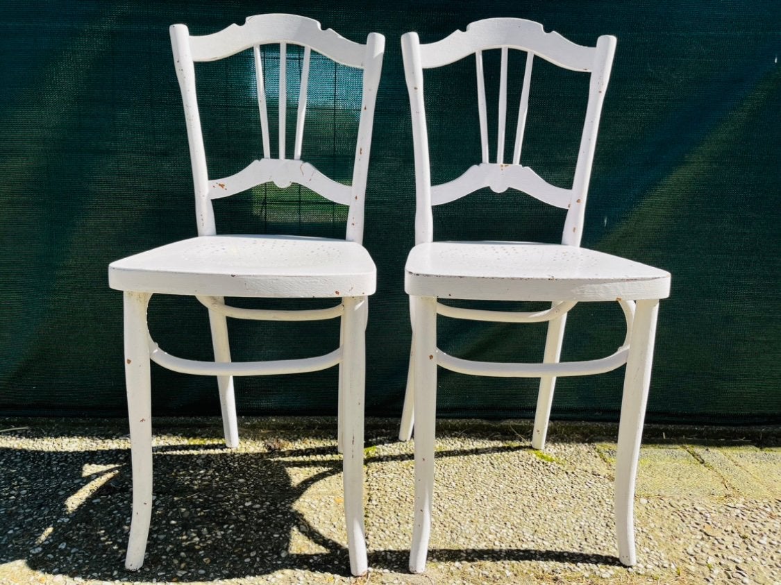 Brocante stoelen - 2 stuks - wit, Huis en Inrichting, Stoelen, Ophalen, Gebruikt, Twee, Wit