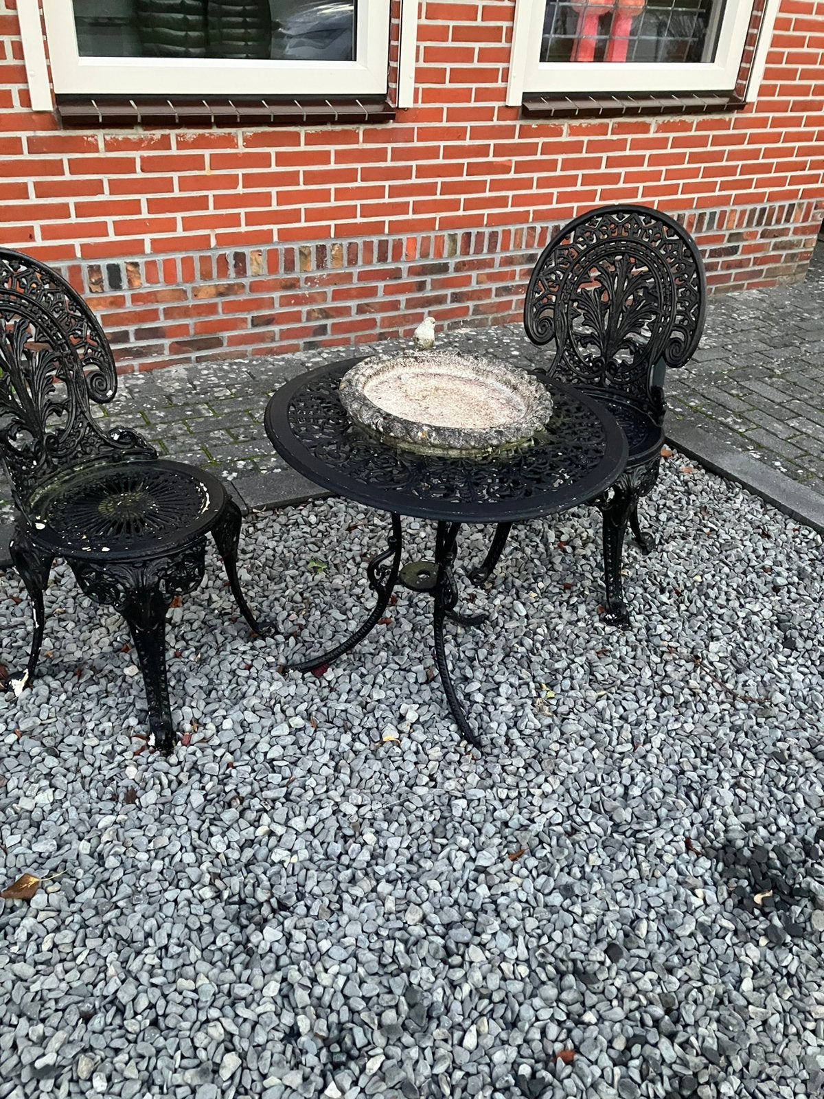 Gietijzeren  bistro tuinset, Tuin en Terras, Tuinsets en Loungesets, Ophalen, Gebruikt, Overige materialen, 2 zitplaatsen
