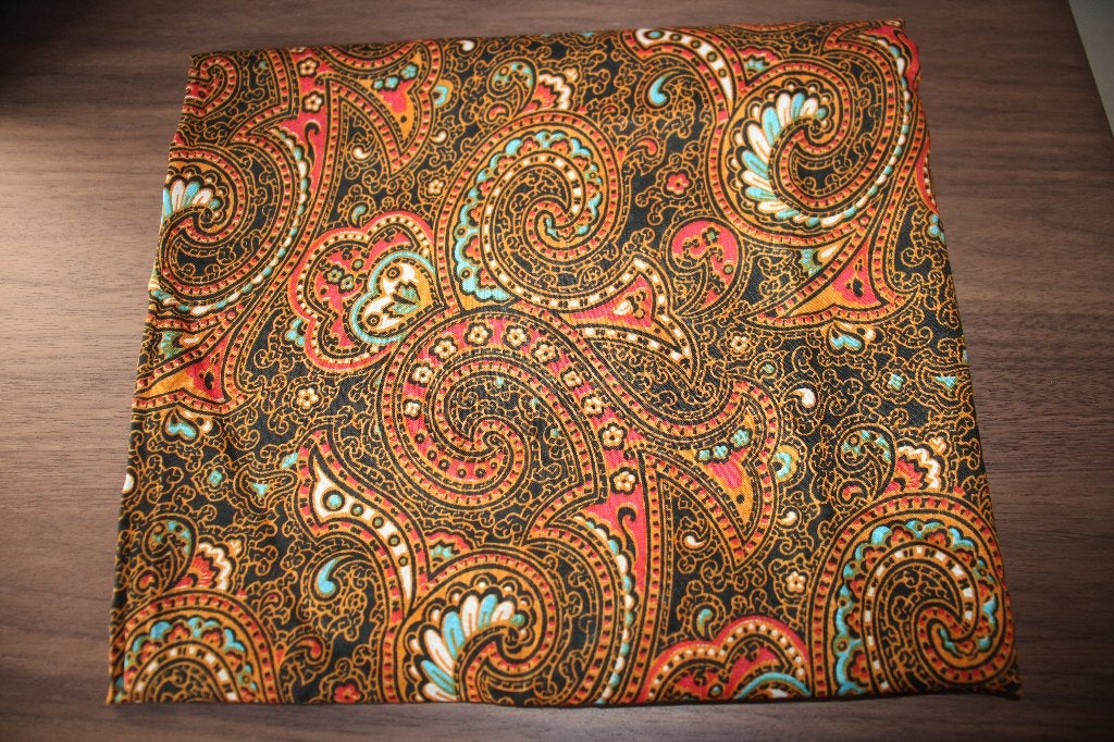 Lap 100% katoen stof - oranje rood blauw paisley #4194, Nieuw, Oranje, Ophalen of Verzenden, 30 tot 120 cm