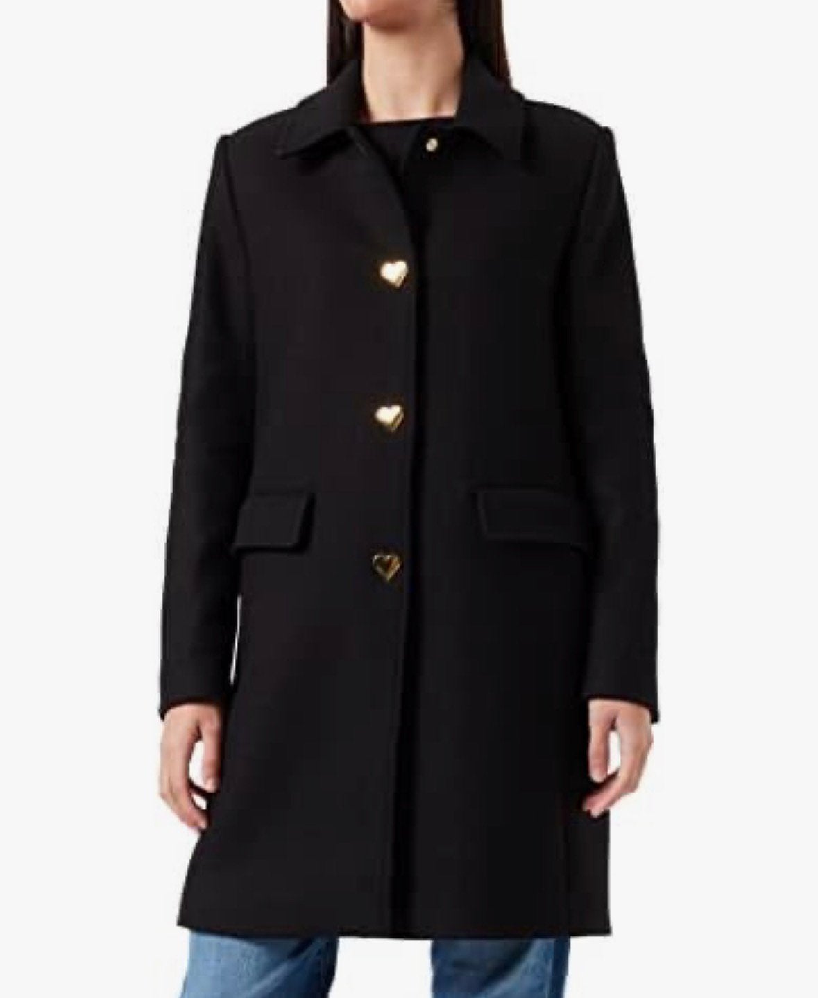 Love Moschino wollen lange jas, Ophalen of Verzenden, Gedragen, Maat 36 (S), Zwart