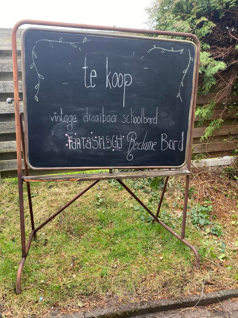 Vintage schoolbord reclamebord 1.85 hoog 1.40 breed, Diversen, Schoolborden, Ophalen, Gebruikt, Krijtbord