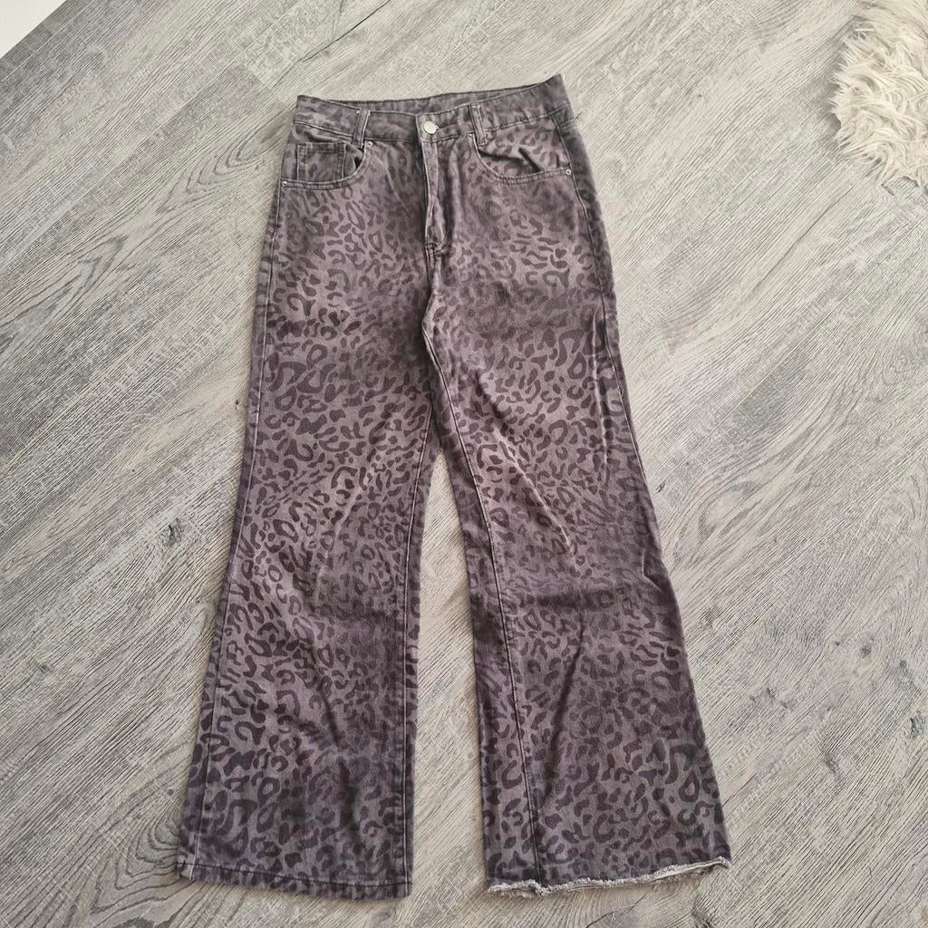 Wijde flared broek met luipaardprint, Kleding | Dames, Broeken en Pantalons, Ophalen of Verzenden