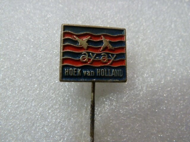 Vintage Speldje Hoek van Holland - ay-ay met vogels, Ophalen of Verzenden, Gebruikt, Stad of Land, Speldje of Pin