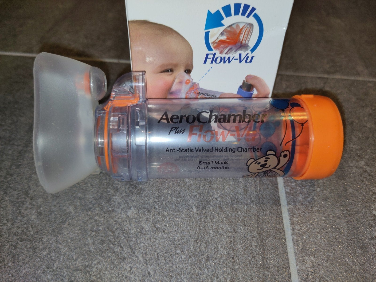 Aerochamber plus Flow-Vu met baby masker - 0 tot 18 maanden, Ophalen of Verzenden, Zo goed als nieuw