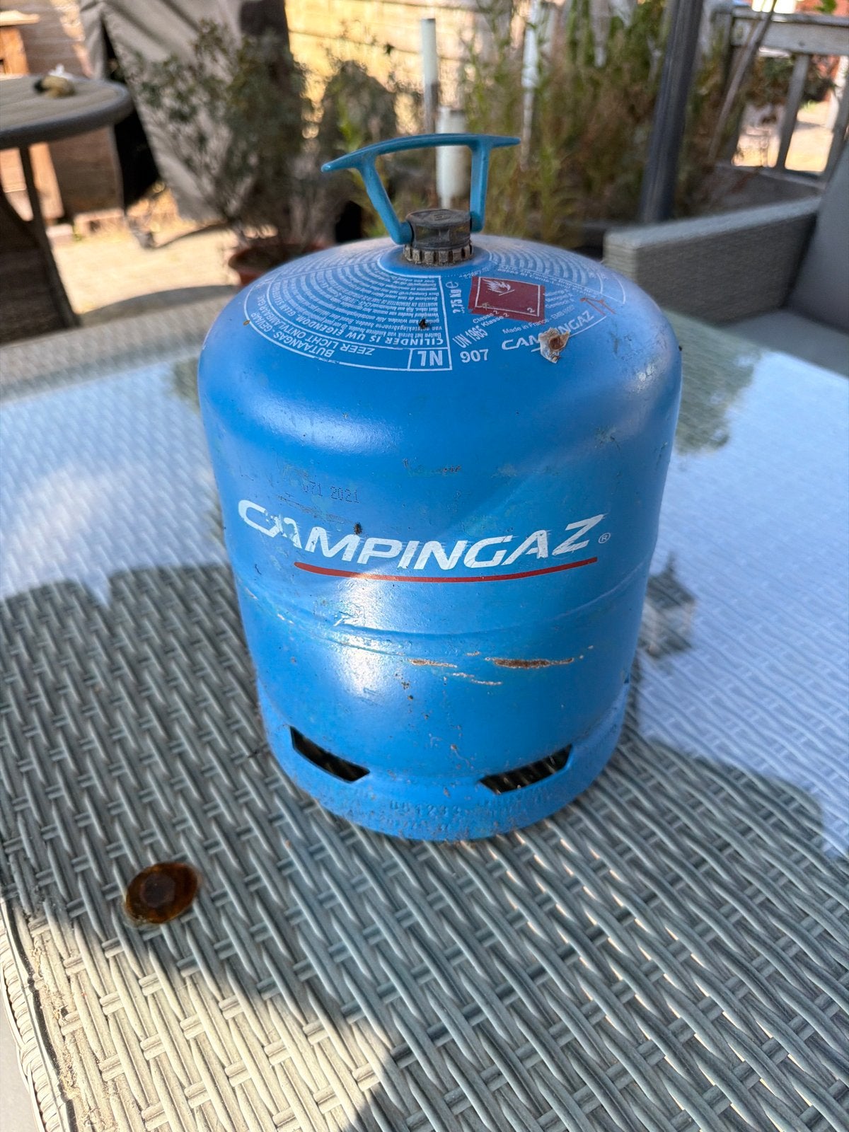 Campingaz gasfles type 907. Zonder fulling., Caravans en Kamperen, Kampeeraccessoires, Ophalen, Zo goed als nieuw