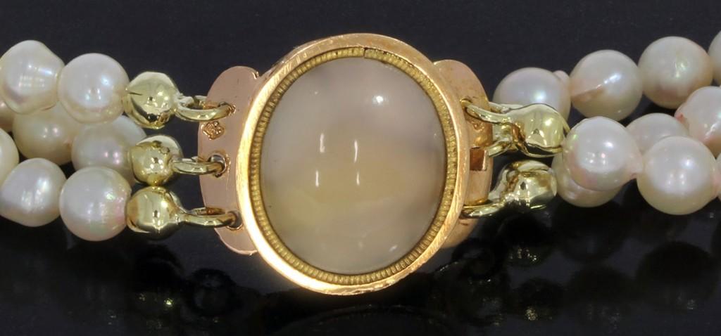 Parel armband 18k gouden slot maansteen fraai vintage dames, Sieraden, Tassen en Uiterlijk, Antieke sieraden, Verzenden, Goud