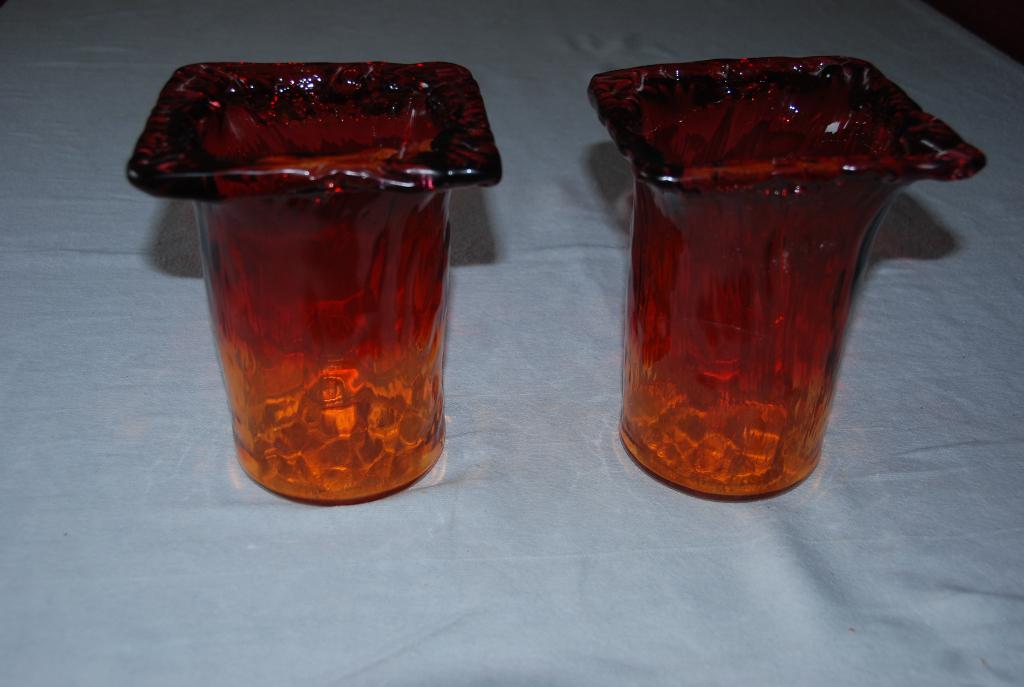 Vazen.             Rode / oranje glazen vazen., Overige kleuren, Ophalen of Verzenden, Minder dan 50 cm, Glas