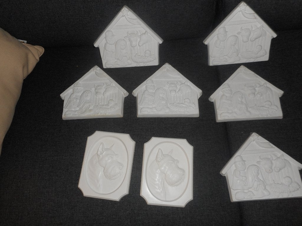 8 stuks gips figuren om te beschilderen ruilen voor koffie, Ophalen, Nieuw, Overige materialen, Klaar om op te hangen