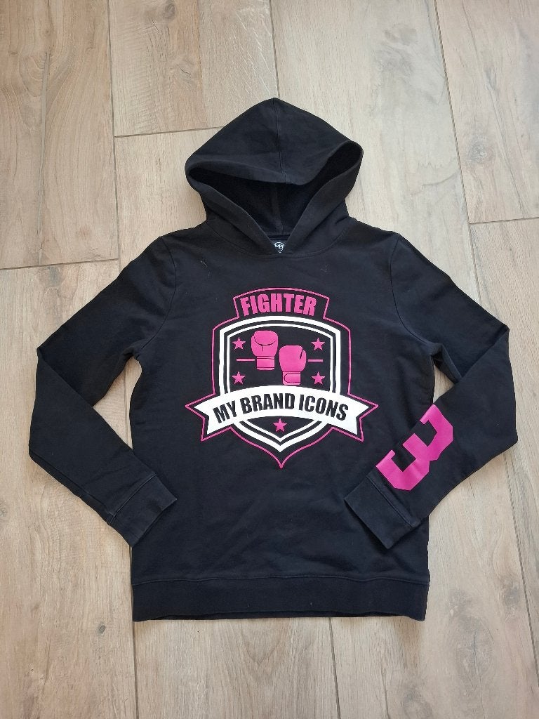 My Brand Fighter hoodie zwart-roze – maat L, Zwart, Maat 42/44 (L), My Brand, Ophalen of Verzenden