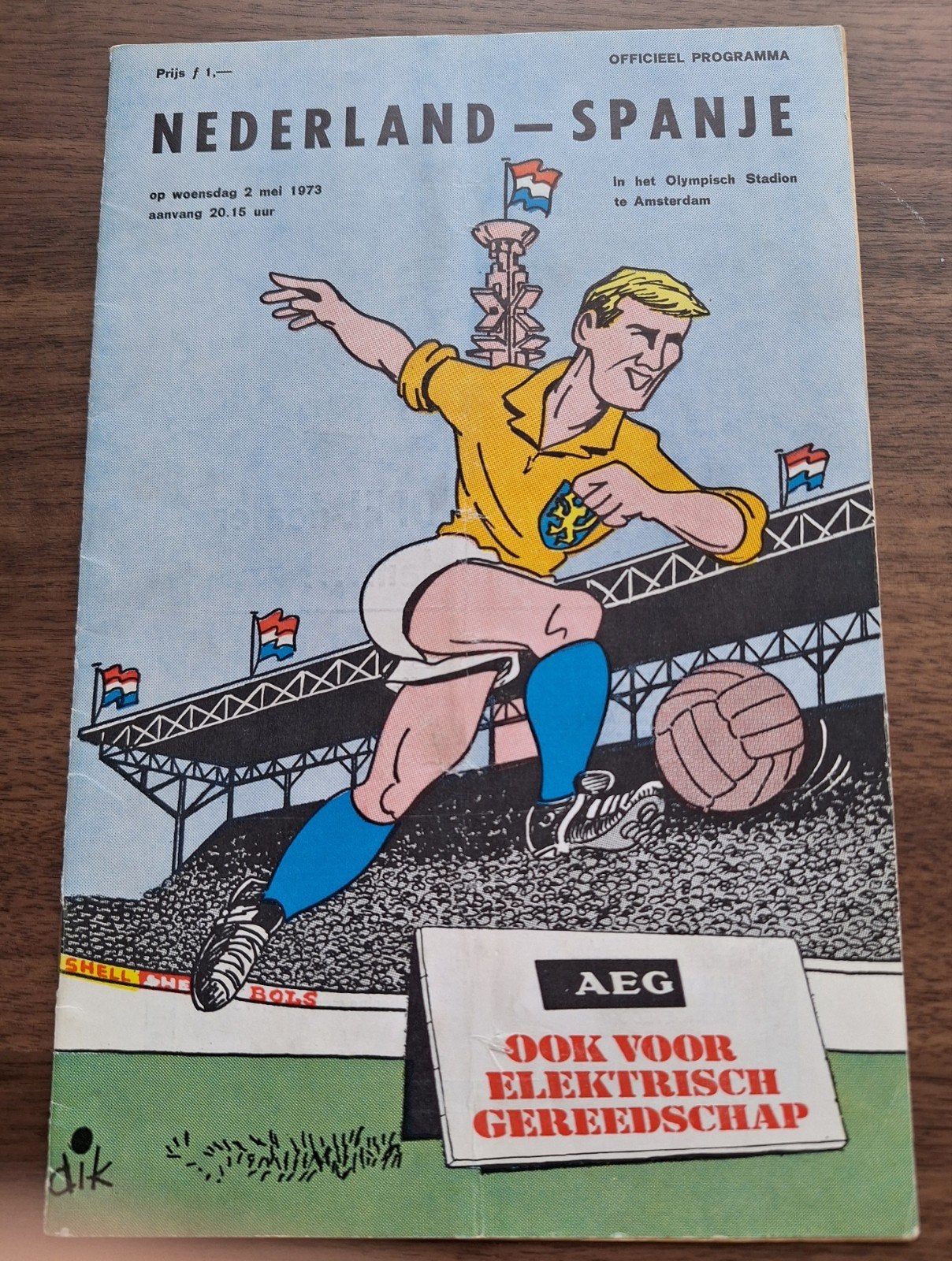 Programma Nederland-Spanje 1973 WK '74 voorbereiding, Verzamelen, Ophalen of Verzenden, Zo goed als nieuw, Boek of Tijdschrift