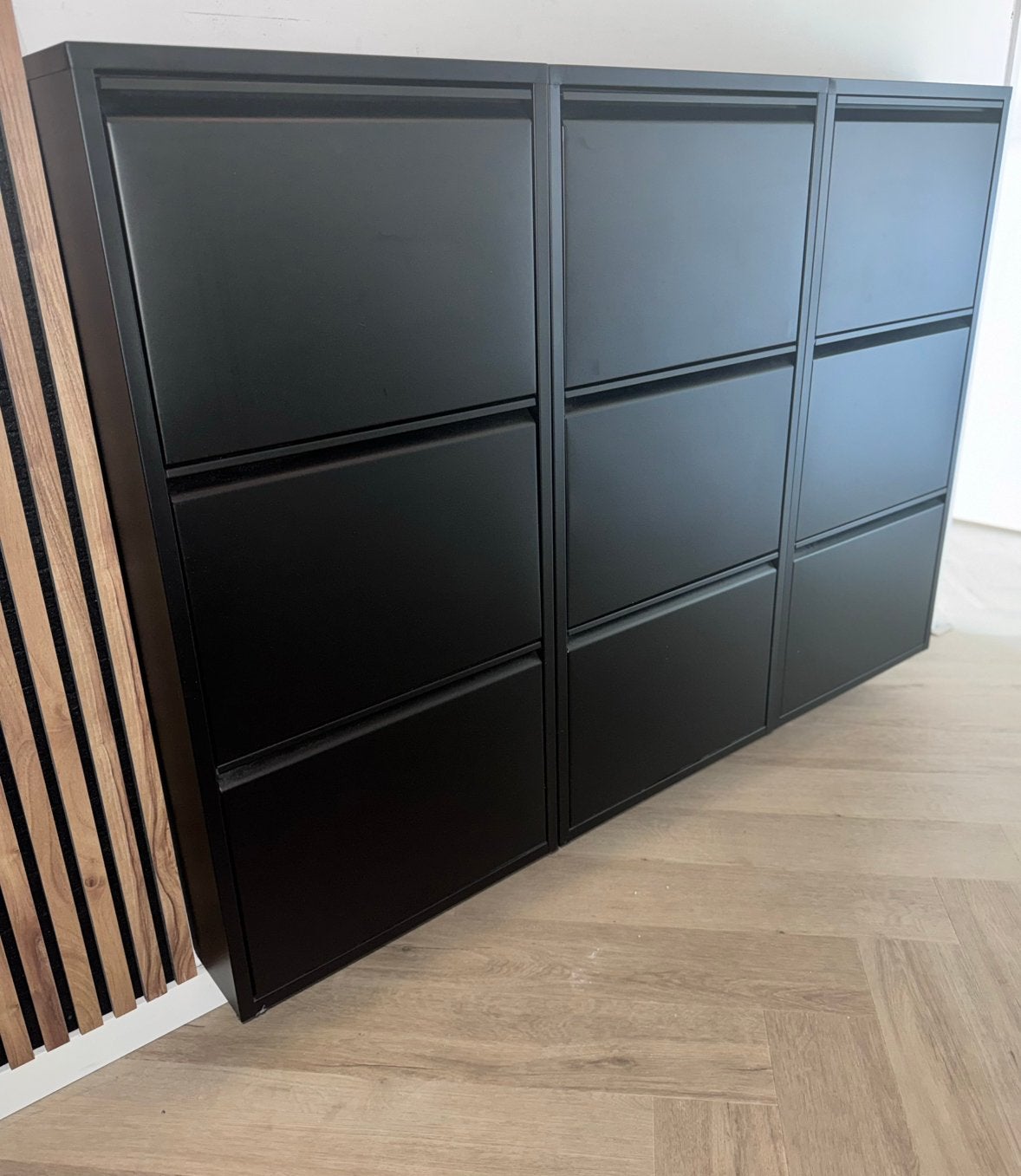 3 zwarte schoenenkasten JYSK HALLENSLEV - Te Koop, Ophalen, Gebruikt