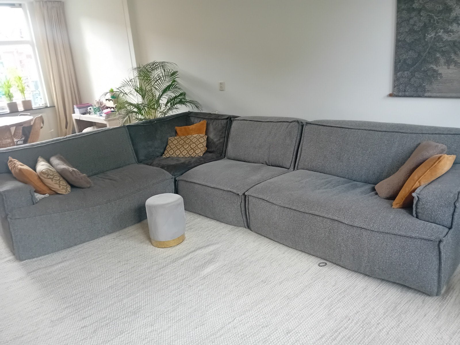 Modulaire bank Trendhopper - Grijs hoekbank, Huis en Inrichting, Ophalen, Gebruikt, Modern, Modulair, 100 tot 125 cm