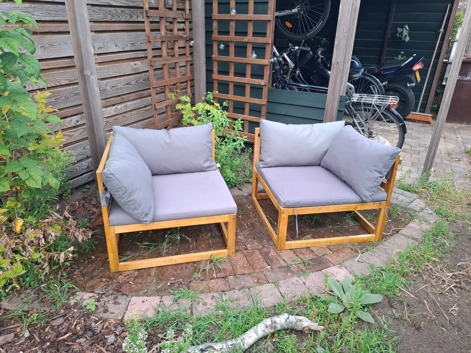 Houten Loungestoelen met Kussens, Gebruikt, Loungeset, Stoel, Hout
