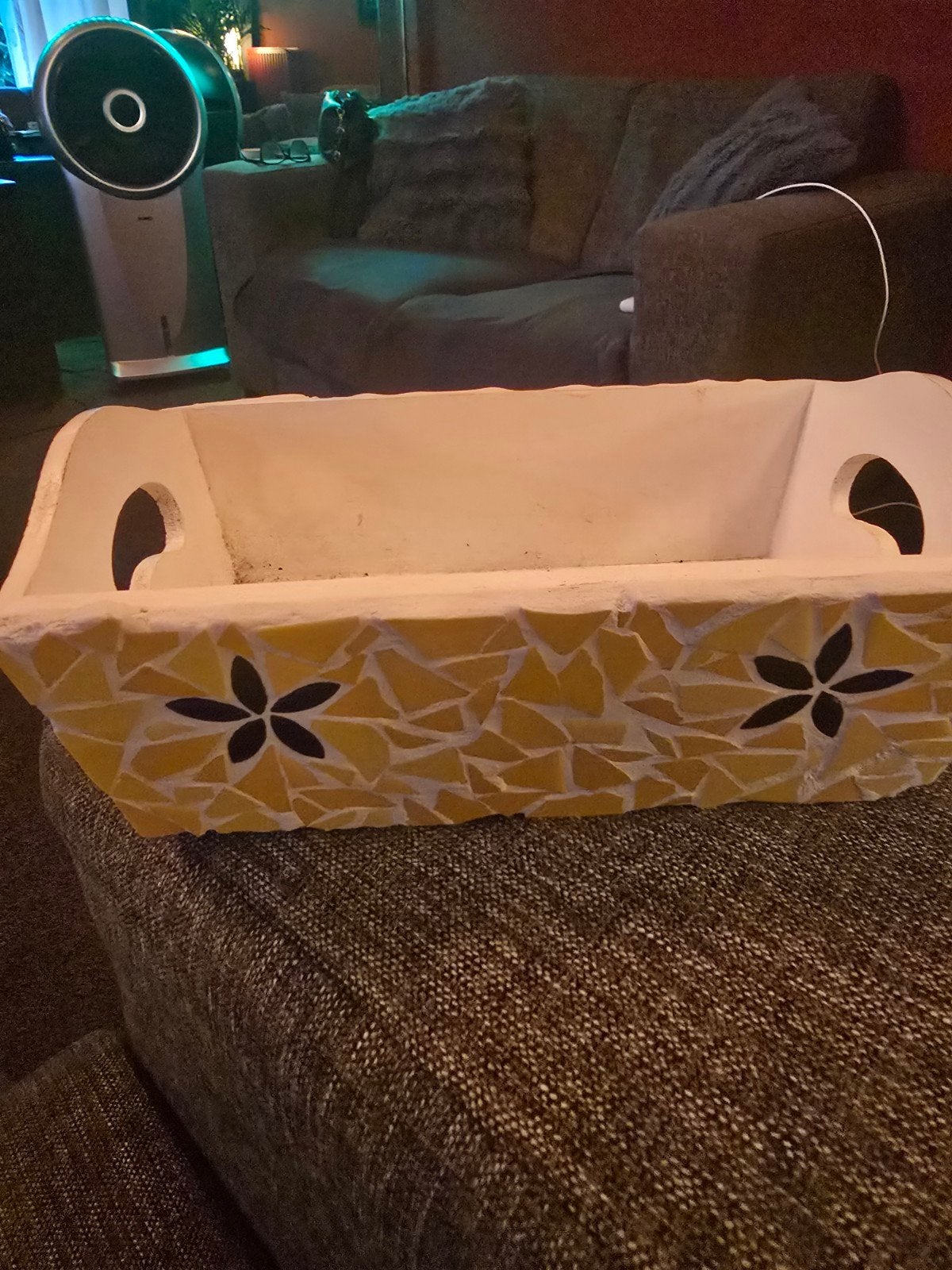 Mooie mozaïek plantenbak/schaal met bloemmotief, Overige materialen, Nieuw, Ophalen of Verzenden, Plantenpot of Plantenbak