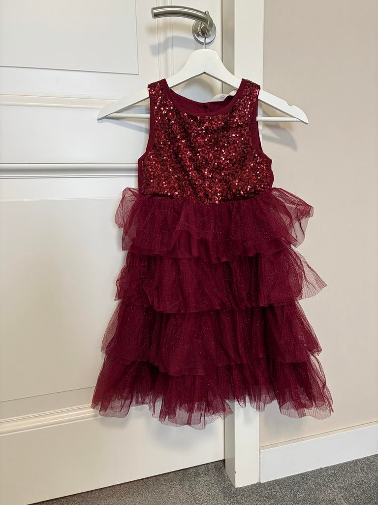 H&M Bordeaux glitter jurk maat 116 - Zo goed als nieuw, Ophalen of Verzenden, Zo goed als nieuw, Meisje, Jurk of Rok