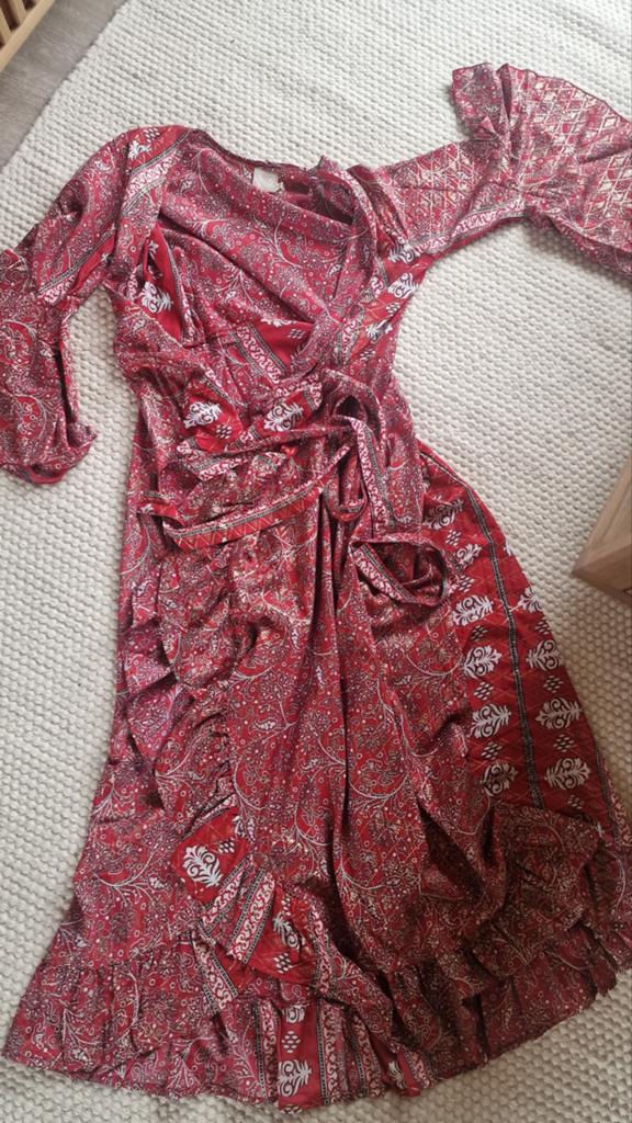 Hippie boho wikkel jurk, Ophalen of Verzenden, Zo goed als nieuw, Maat 38/40 (M), Onder de knie