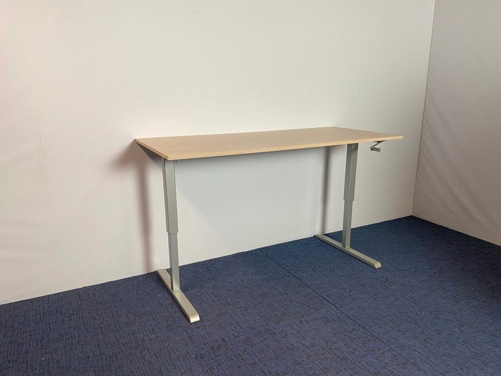 Zit/sta bureau Actiforce, licht eiken blad, 180 x 80 cm., Huis en Inrichting, Bureaus, Ophalen, Gebruikt, 180 cm, In hoogte verstelbaar