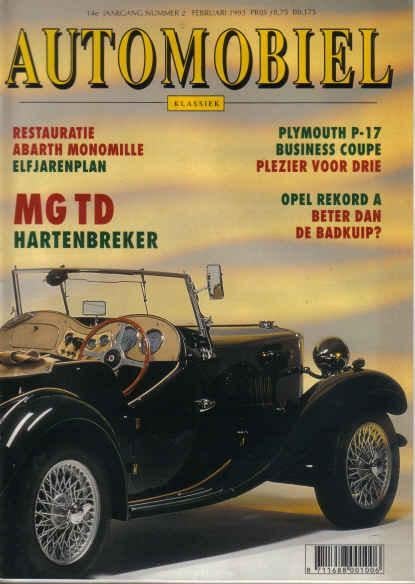 Automobiel 2 1993 : MG TD - Opel Rekord A - Abarth Monomille, Boeken, Ophalen of Verzenden, Gelezen, Algemeen