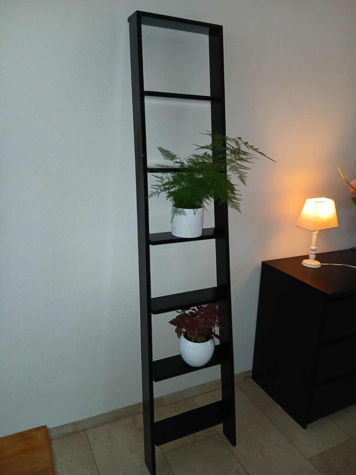 zwarte houten decoratie ladder voor boeken planten 190 cm, Ophalen, Gebruikt