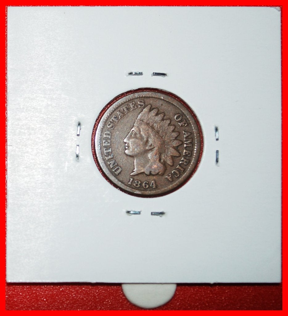Ⰺ INDIAN HEAD (1864-1909): USA 1 CENT 1864 UNCOMMON! HOLDER!, Ophalen of Verzenden, Noord-Amerika, Losse munt