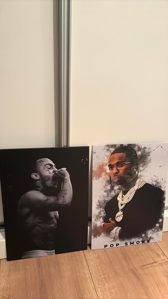 Displates pop smoke en xxxtentacion zonder magneet, Verzenden, Gebruikt, Minder dan 50 cm, Schilderij