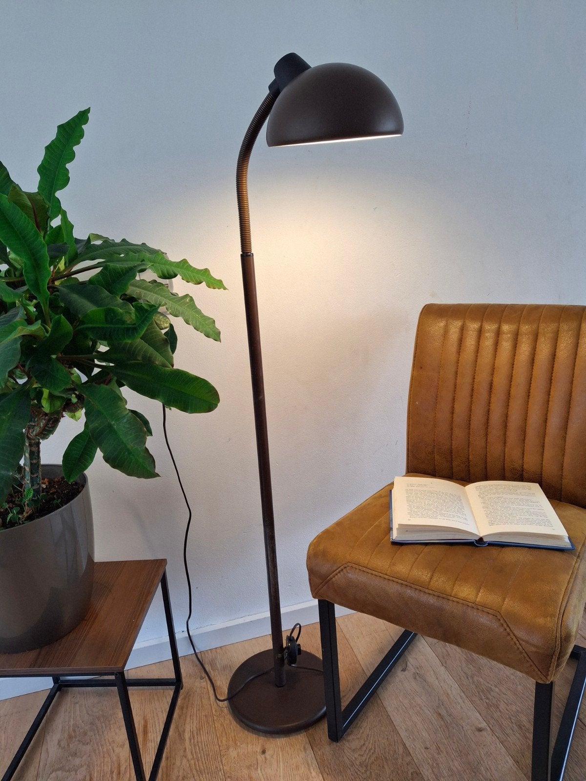 Vintage Herda Vloerlamp met Flexibele Arm 140 cm, Ophalen, Gebruikt, Vintage, E27 (groot)