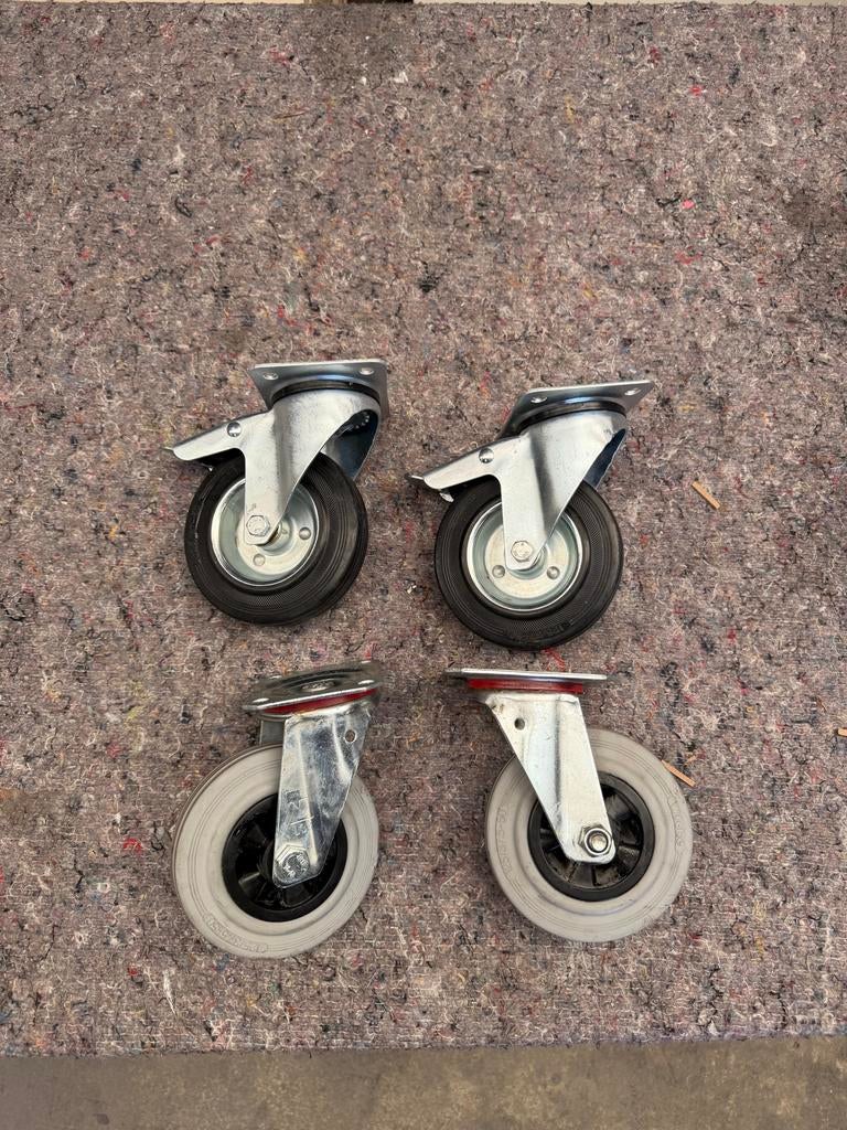 6 sets zwenk- en bokwielen 125mm, Ophalen of Verzenden, Zo goed als nieuw