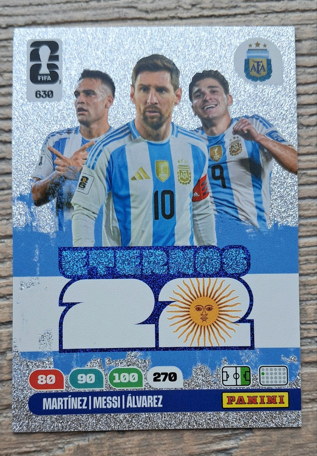 Panini FIFA nr630 WK Kaart Messi Martínez Álvarez Argentinië, Ophalen of Verzenden, Zo goed als nieuw