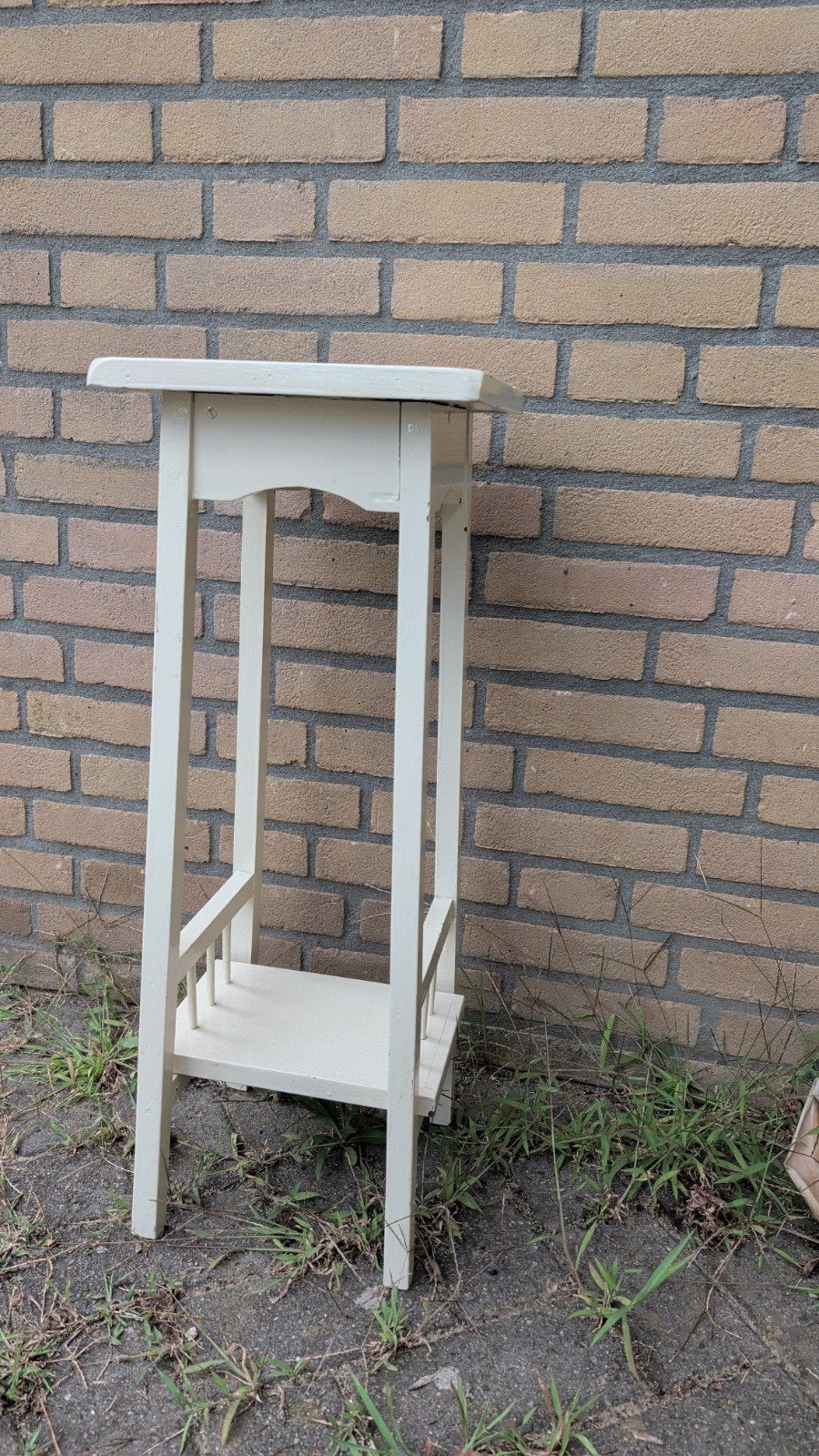 Crèmekleurige plantentafel / bijzettafel, Minder dan 55 cm, Gebruikt, Vierkant, Ophalen of Verzenden
