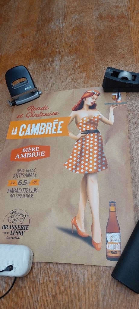 Zeldzame affiche brasserie Lesse bier met pin-up, Ophalen of Verzenden, Nieuw, Reclamebord, Plaat of Schild, Overige merken