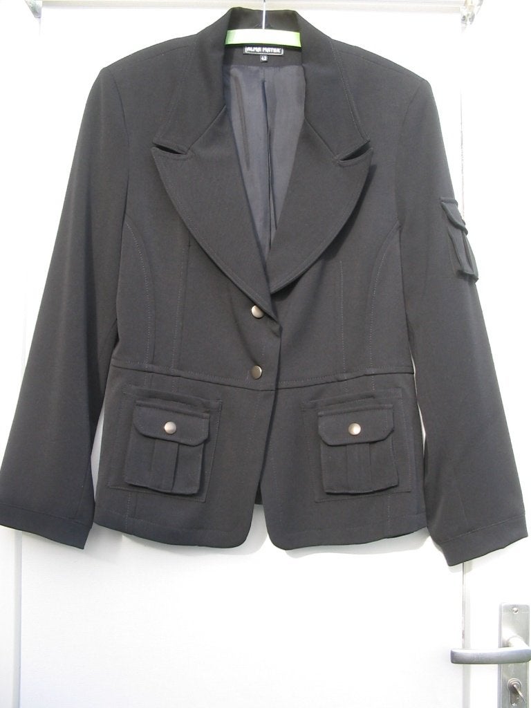 Zwart damesjasje met klepzakken -  ALMA MATER  Maat L., Kleding | Dames, Maat 38/40 (M), Zwart, Nieuw, Ophalen of Verzenden
