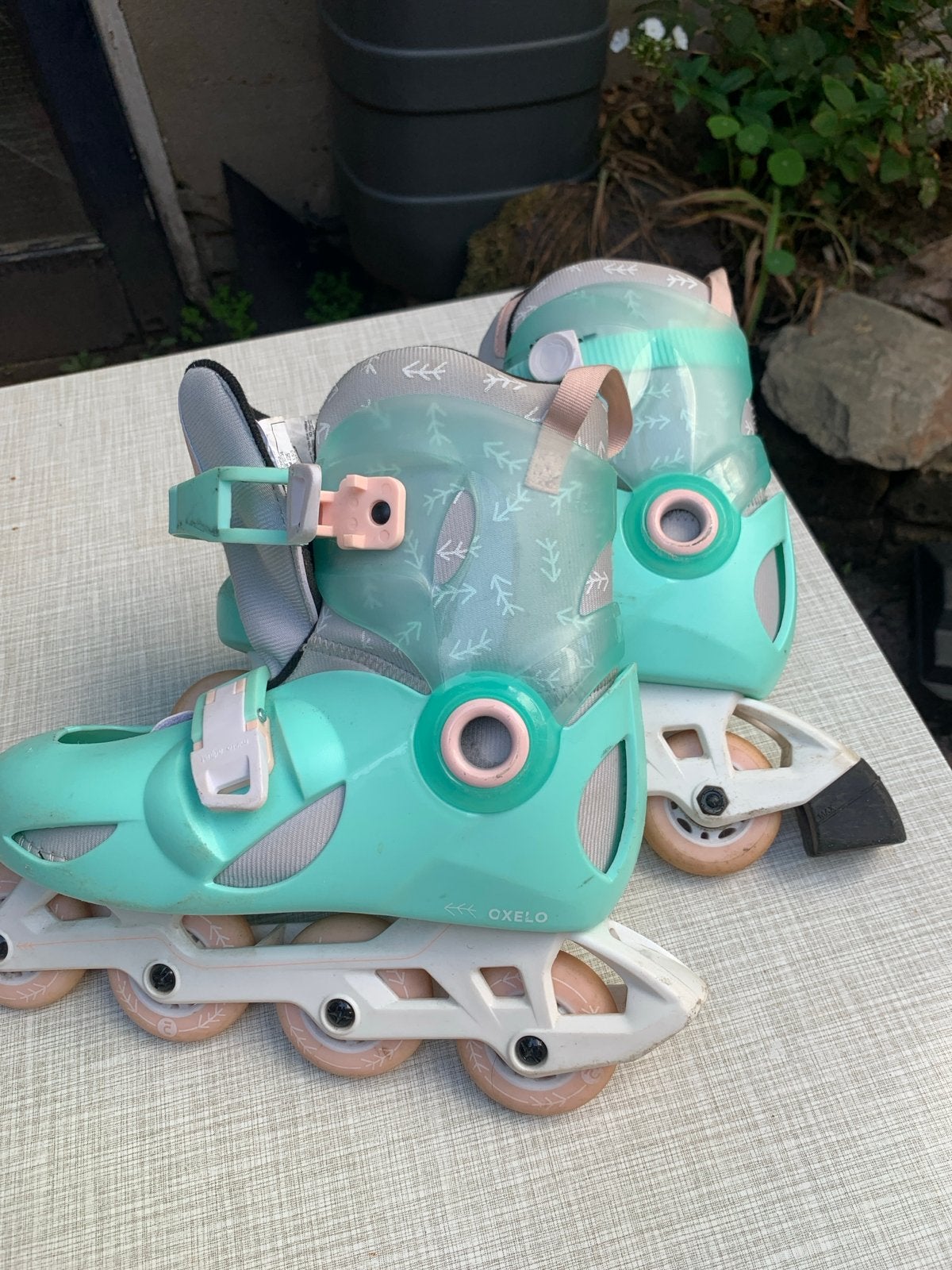 Inline skates Oxelo Play 5 meisje - Maat 34-36, Ophalen of Verzenden, Verstelbaar, Gebruikt, Kinderen
