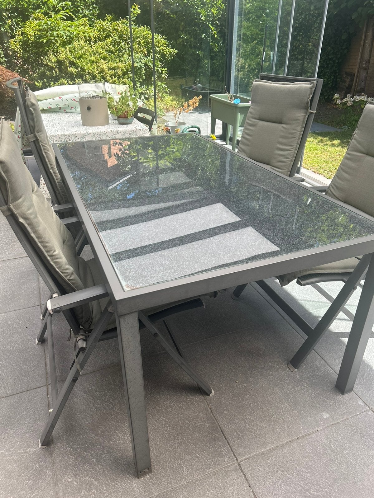 Tuintafel met verstelbare stoelen, Tuin en Terras, Ophalen, Gebruikt, Aluminium