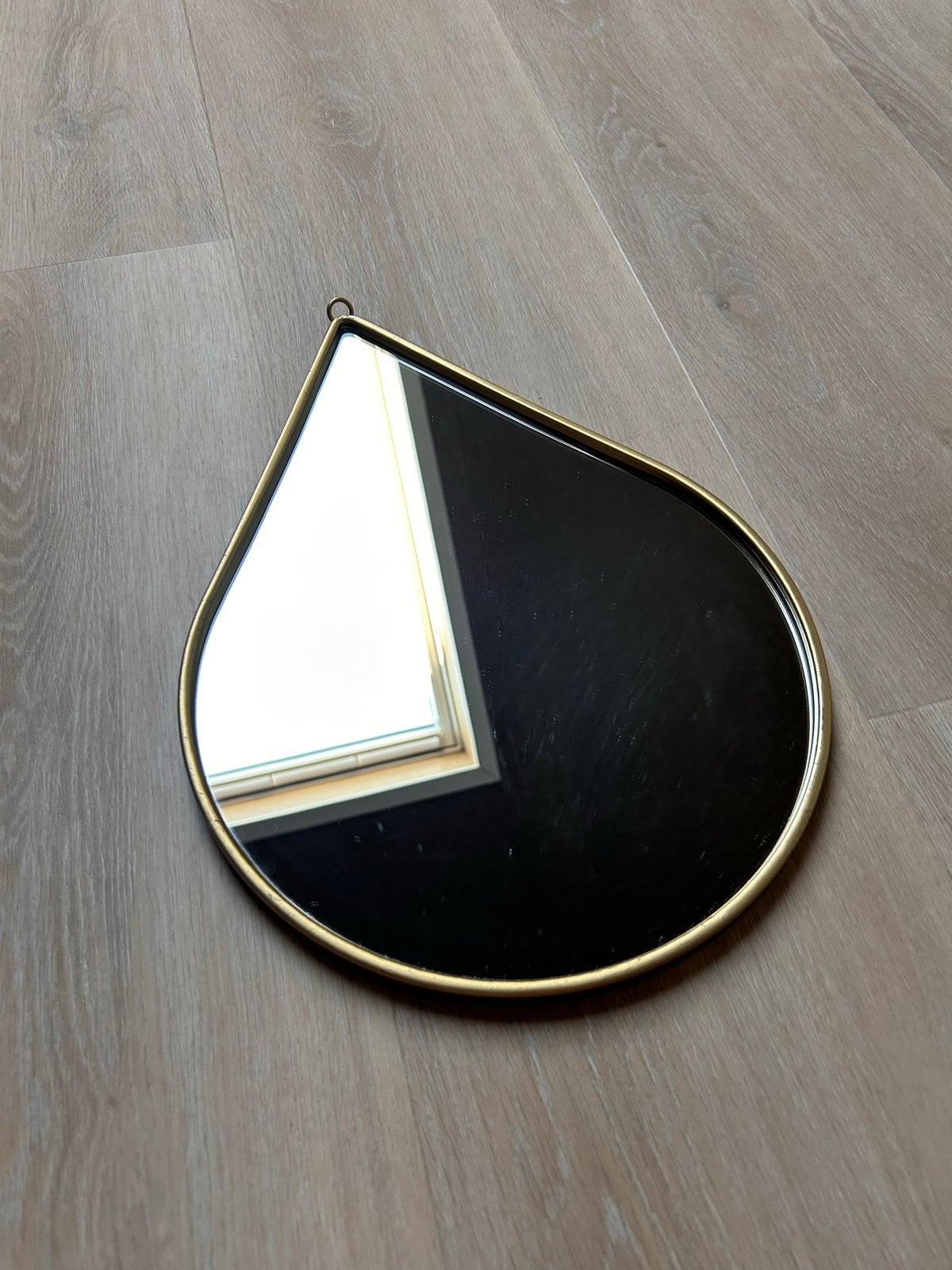 Gouden druppelvormige spiegel, Huis en Inrichting, Ophalen, Minder dan 50 cm, Zo goed als nieuw, Minder dan 100 cm