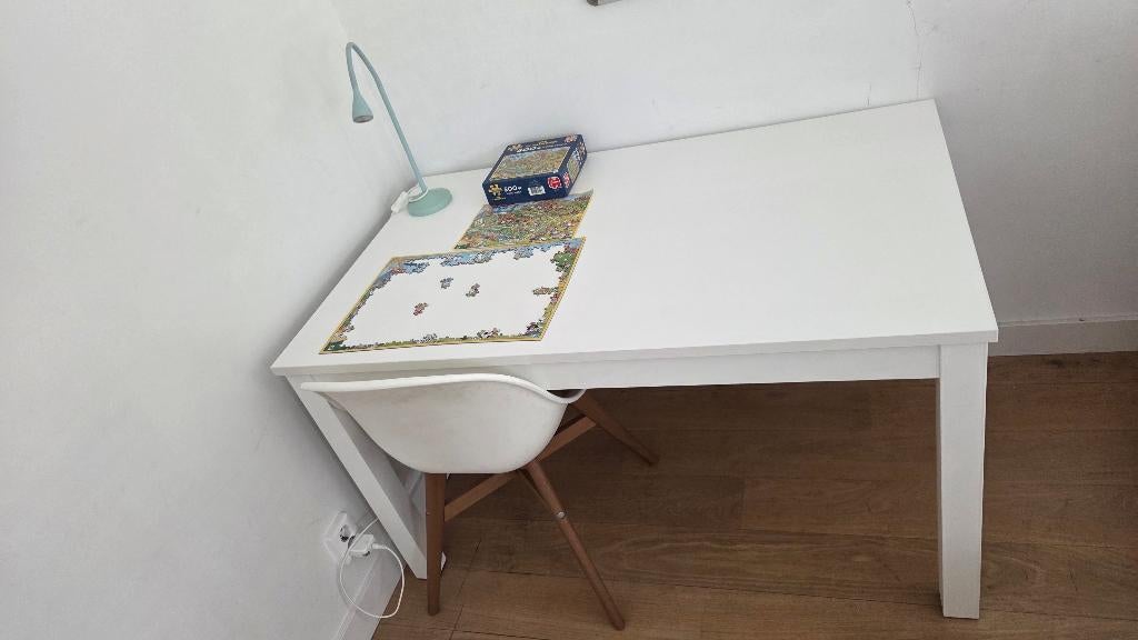 Witte IKEA LANEBERG uitschuifbare tafel – Goede staat, Ophalen, 100 tot 150 cm, Nieuw, 50 tot 100 cm