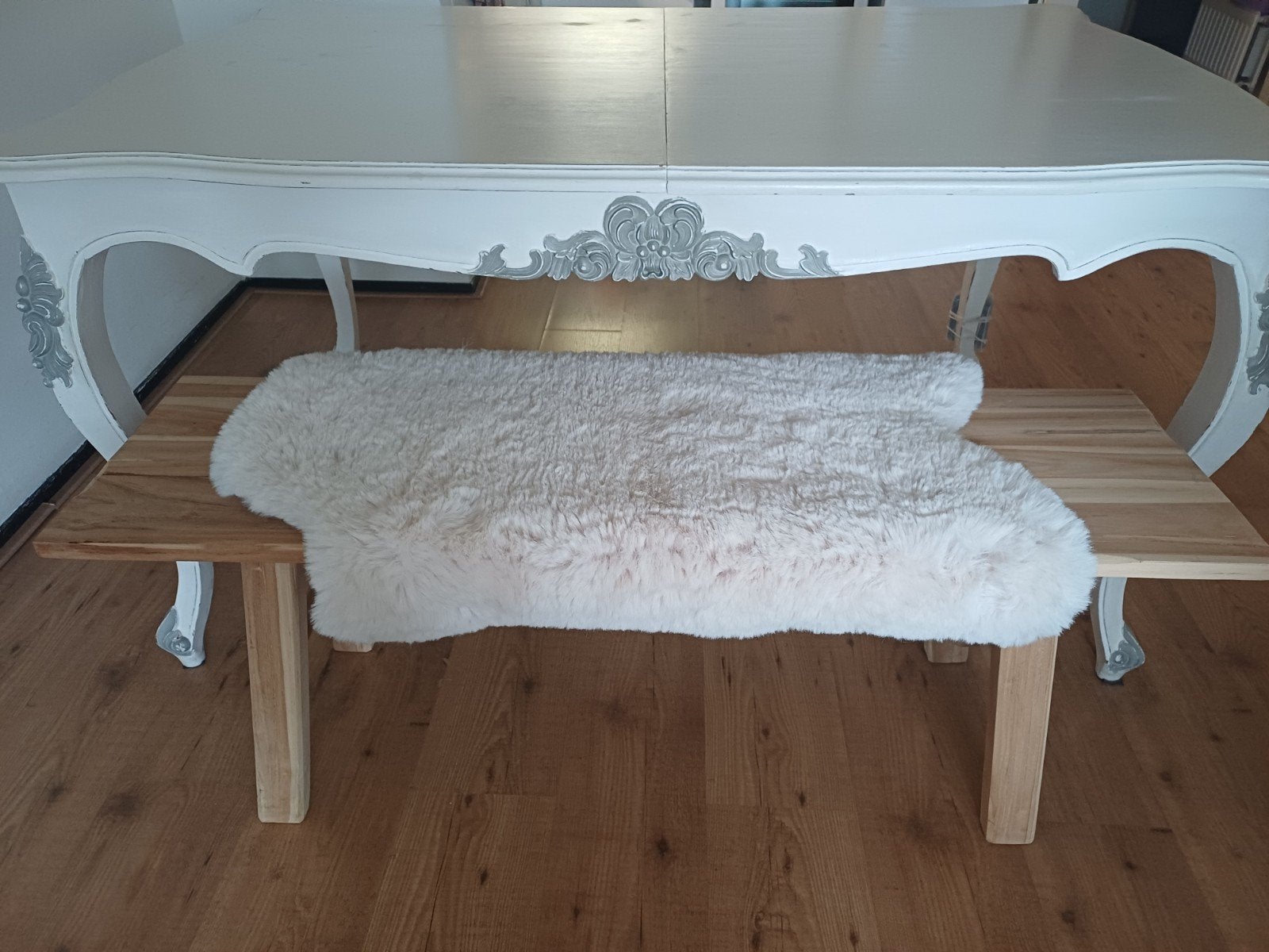 Uitklapbare eettafel - Crème/wit, Ophalen, Gebruikt, 100 tot 150 cm, 50 tot 100 cm