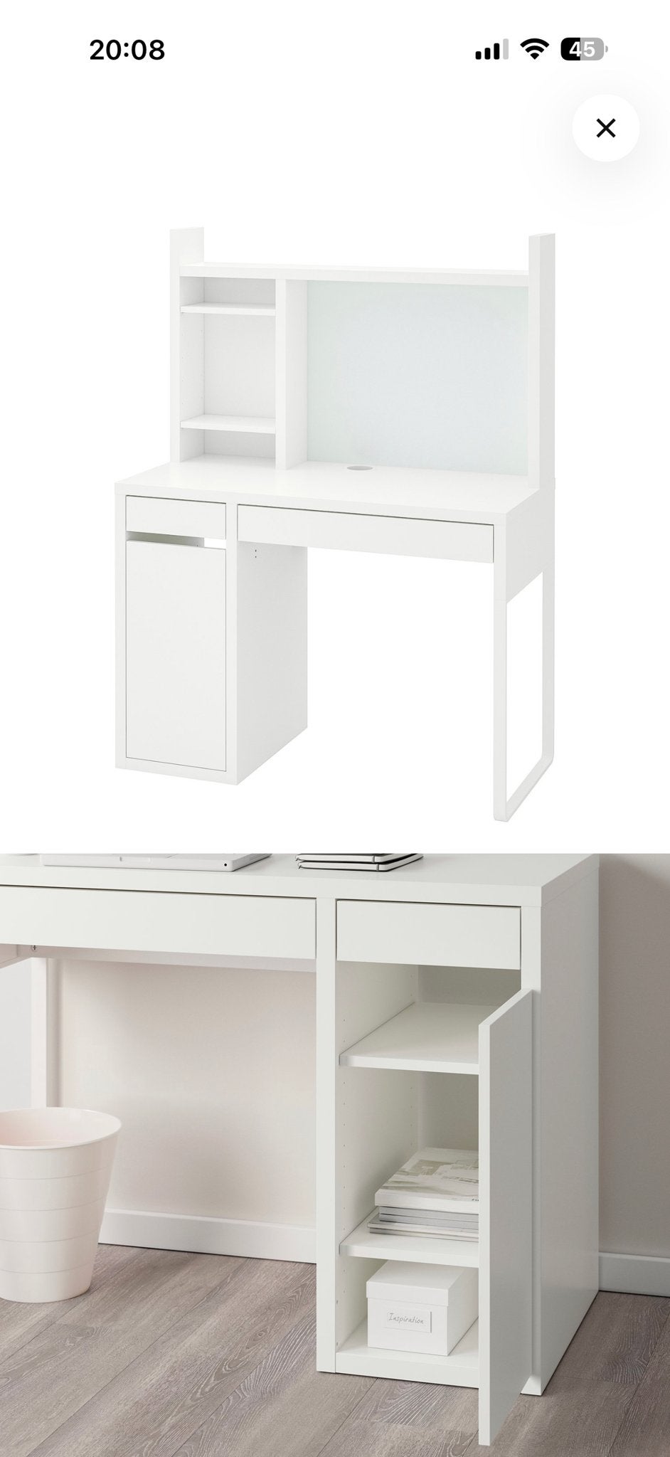 IKEA Micke Bureau met opzetstuk - Wit, Huis en Inrichting, Bureaus, Ophalen, Gebruikt, IKEA, Computerbureau