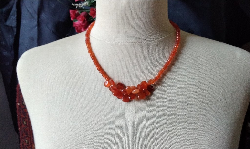 Prachtige Ketting Carneool Natuurlijke Stenen Oranje, Sieraden, Tassen en Uiterlijk, Kettingen, Nieuw, Oranje, Ophalen of Verzenden