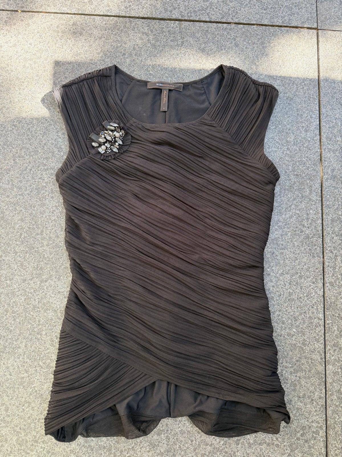 BCBG MAX AZRIA Zwart Mouwloos Topje met Sieraden, Zwart, Ophalen of Verzenden, Zo goed als nieuw, Maat 36 (S)