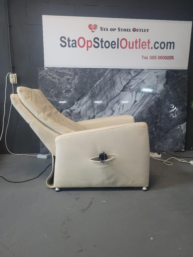 Staopstoel Hukla Wit Leder met Kantelfunctie, Gebruikt, Minder dan 75 cm, Leer, Ophalen of Verzenden