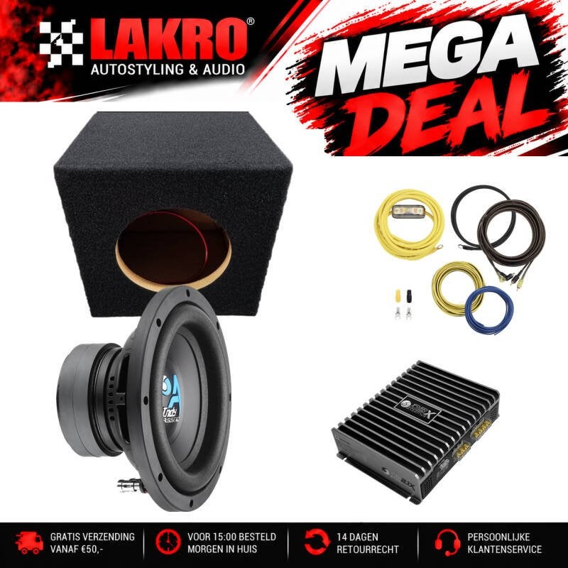 8 inch Pack 6 - LAKRO - compleet subwooferpakket - 200 W RMS, Auto diversen, Niet ingevuld, Niet ingevuld, Niet ingevuld