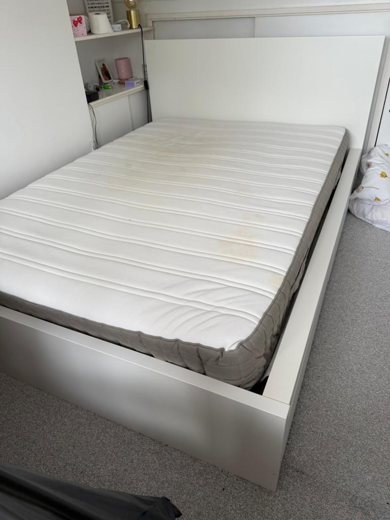 ikea malm bed 140x 200 met bedlades en 2 losse lattebodems, Huis en Inrichting, Slaapkamer | Bedden, Ophalen, Gebruikt, Wit, Tweepersoons