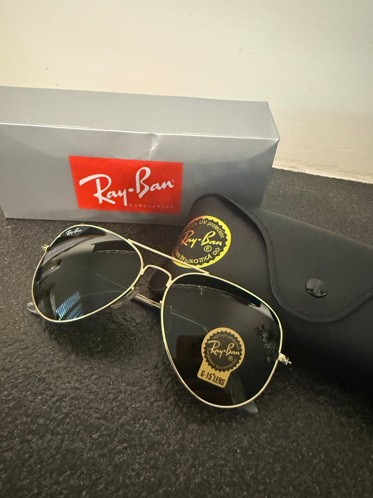 Ray-Ban Aviator RB3025 Zonnebril met G-15 lenzen, Zonnebril, Zwart, Nieuw, Ophalen of Verzenden