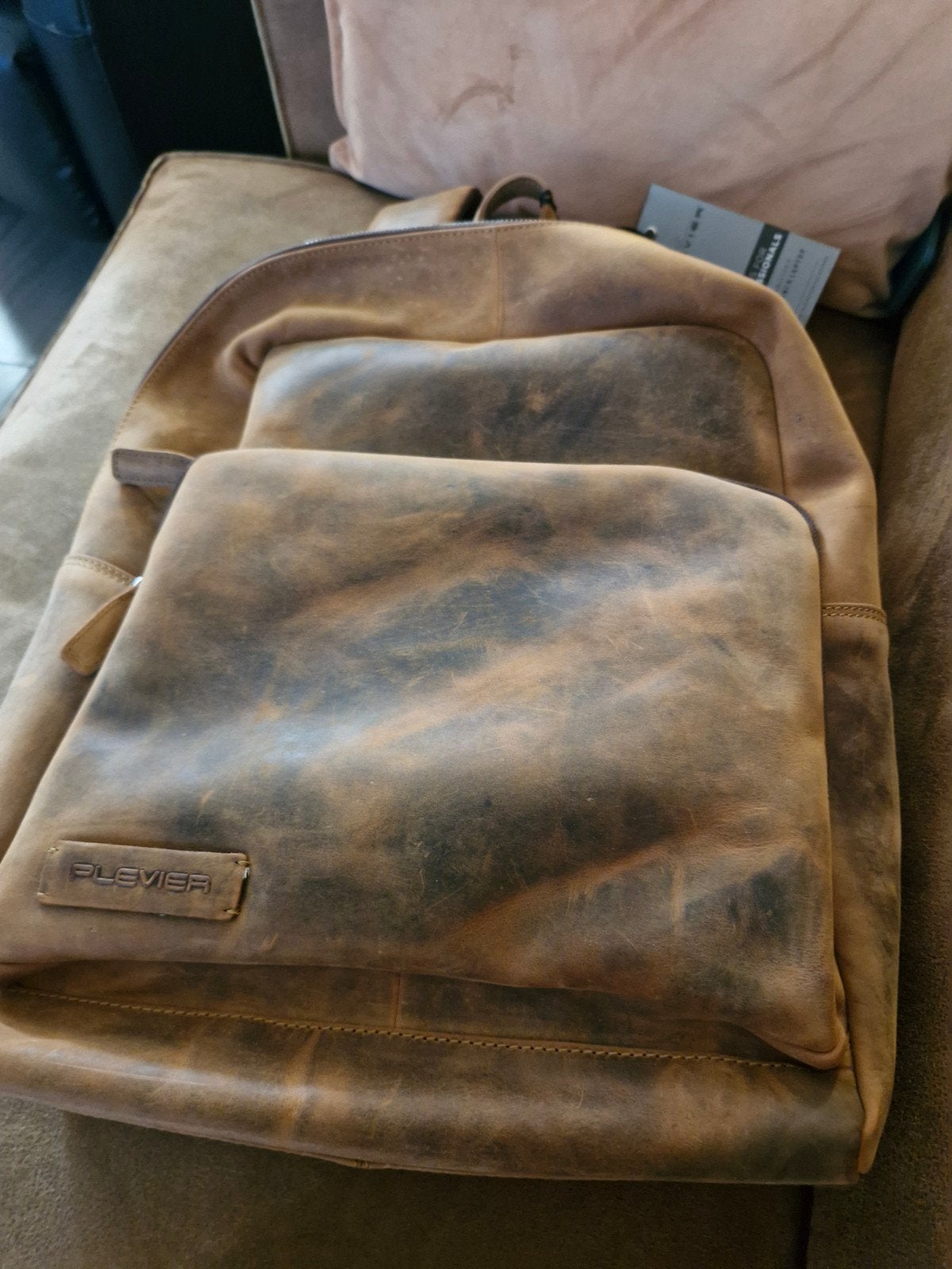 Nieuwe Plevier Leren Rugzak - Laptop Geschikt, Ophalen of Verzenden, Nieuw, 25 tot 40 cm, Overige merken