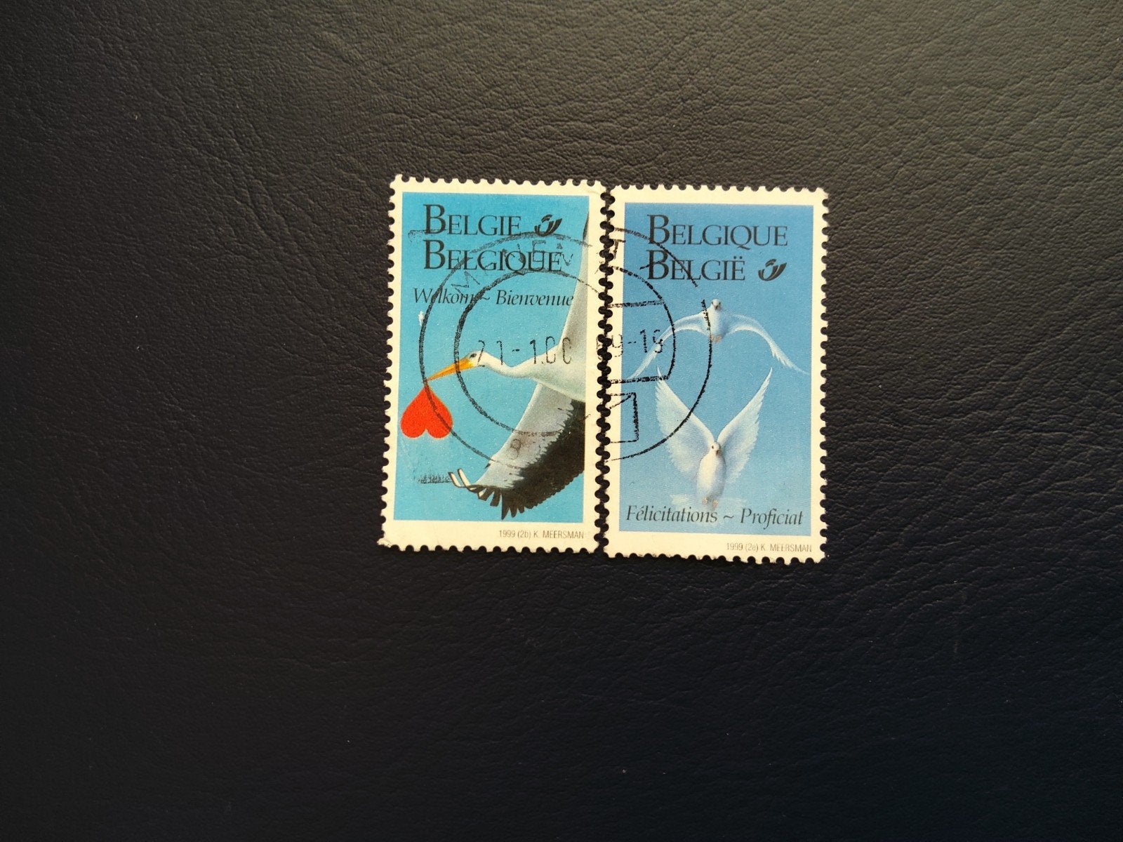 Belgische postzegels: Ooievaar en duiven (1990), Postzegels en Munten, Postzegels | Europa | België, Ophalen of Verzenden